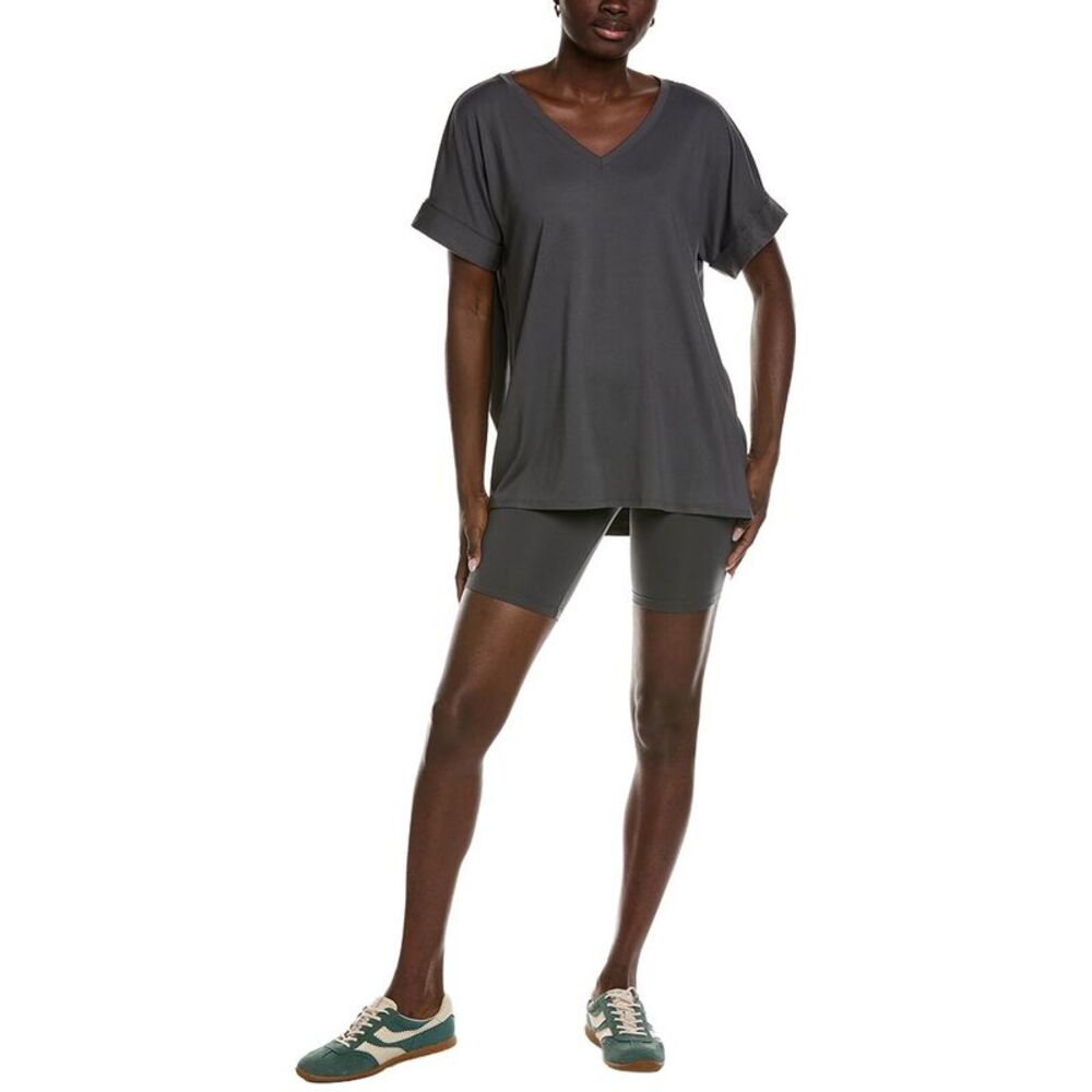 Marion Womens  2Pc V-Neck Top & Biker Short Set, Gray